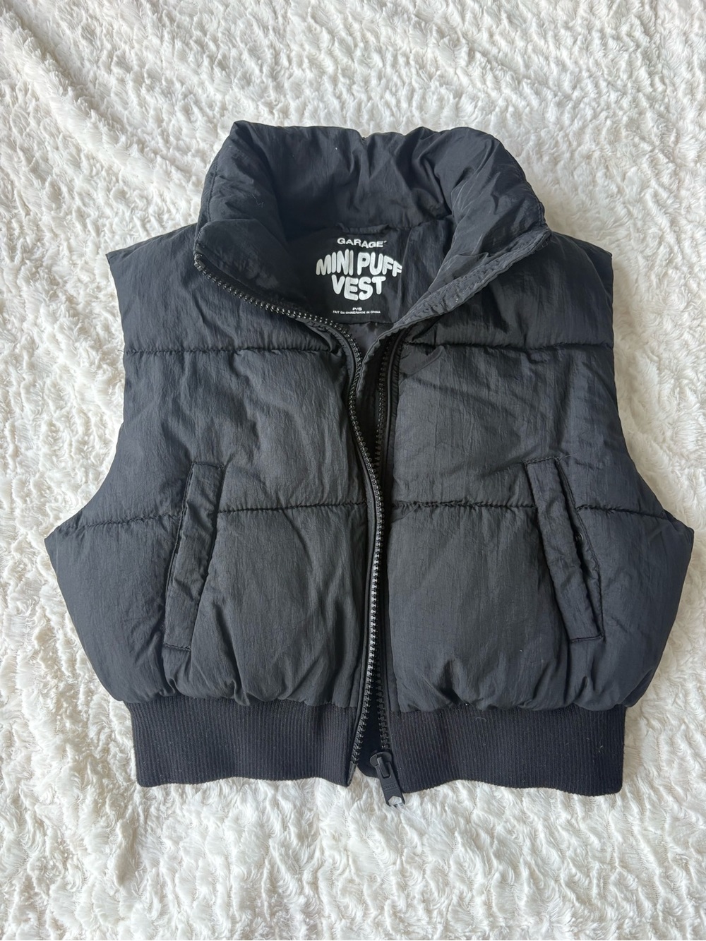 Garage Black Mini Puffer Vest